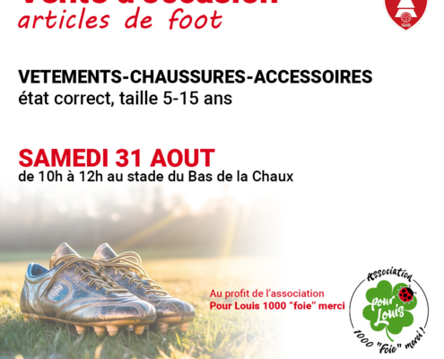 Vente d'occasion d'articles de foot samedi 31 août